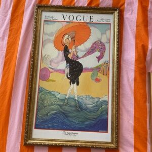 Vintage Fashion Print framed with Antique-Gold Baroque/Paisley detail (1 of 3)